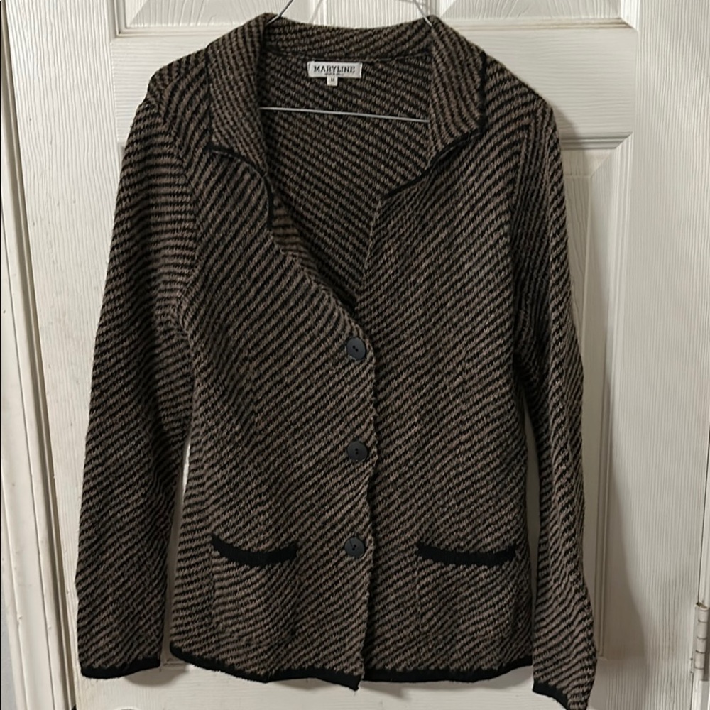 Maryline Black and Beige Striped Jacket